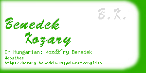 benedek kozary business card